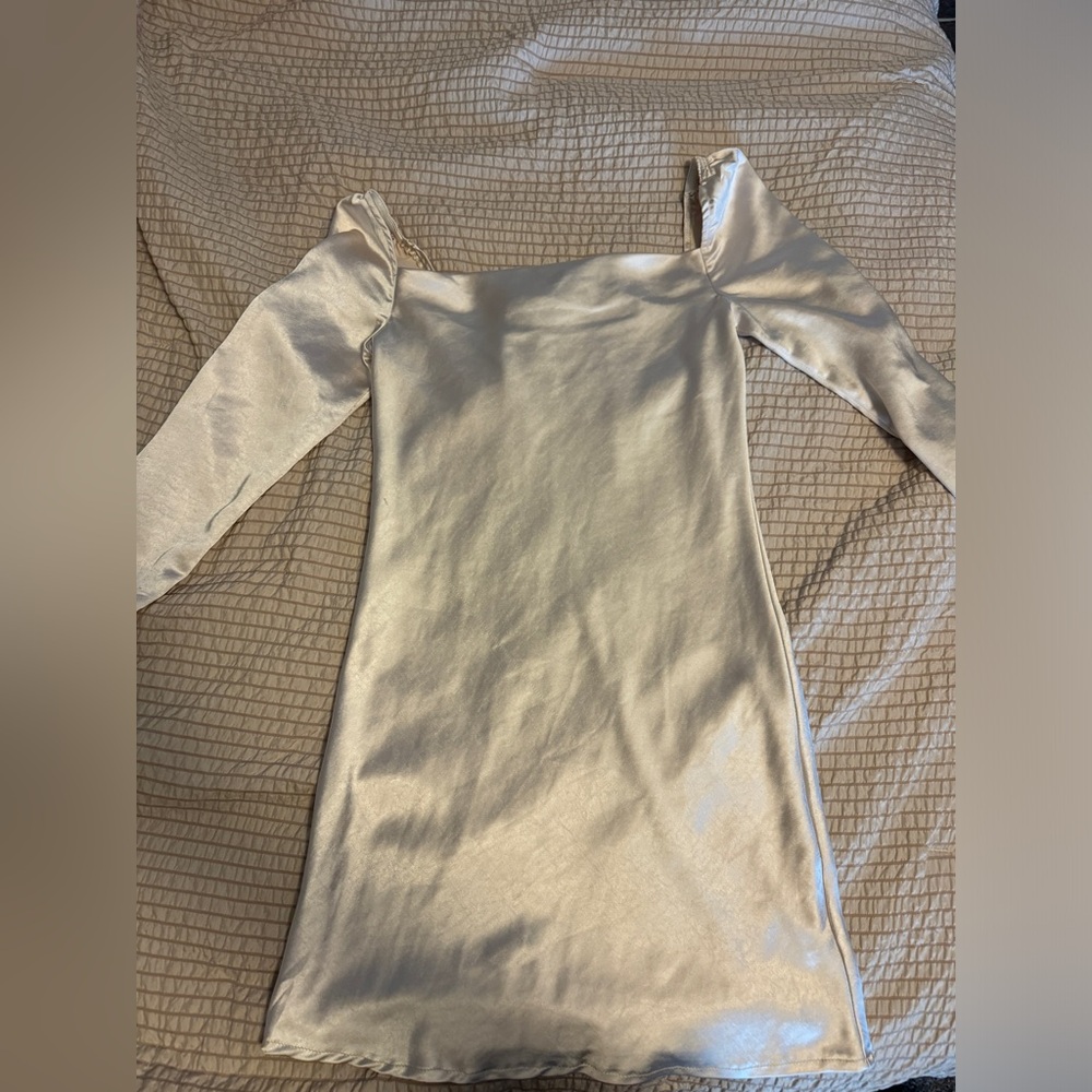 Champagne long sleeve mini dress
